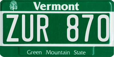 VT license plate ZUR870