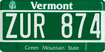 VT license plate ZUR874