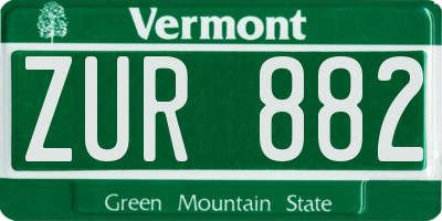 VT license plate ZUR882