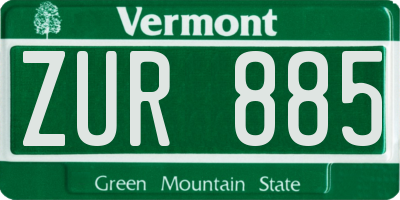 VT license plate ZUR885