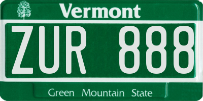 VT license plate ZUR888