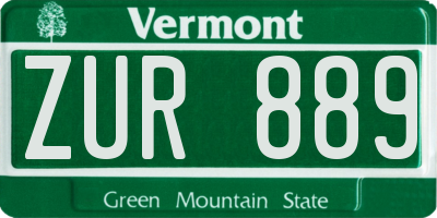 VT license plate ZUR889