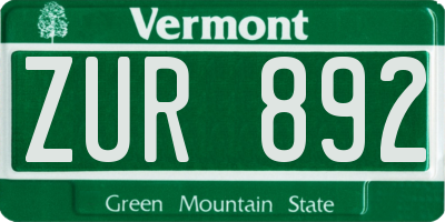 VT license plate ZUR892