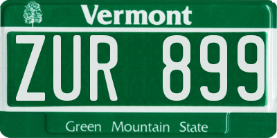 VT license plate ZUR899