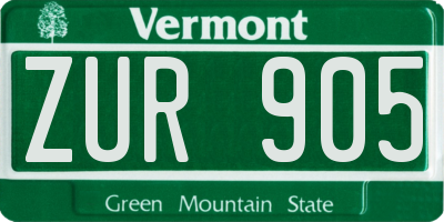 VT license plate ZUR905