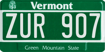 VT license plate ZUR907