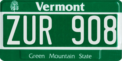 VT license plate ZUR908