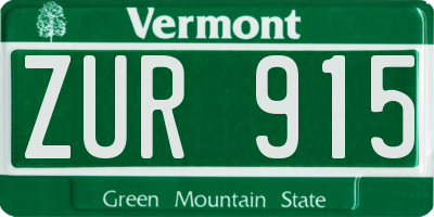 VT license plate ZUR915