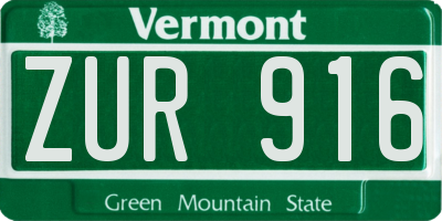 VT license plate ZUR916