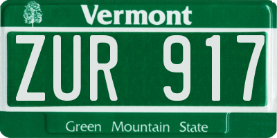 VT license plate ZUR917