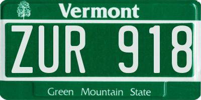 VT license plate ZUR918