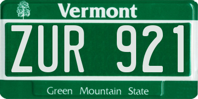 VT license plate ZUR921