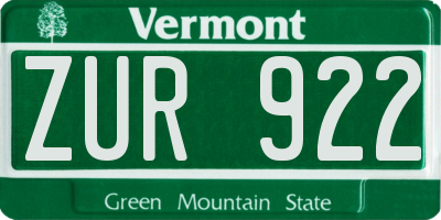 VT license plate ZUR922
