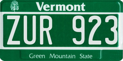 VT license plate ZUR923