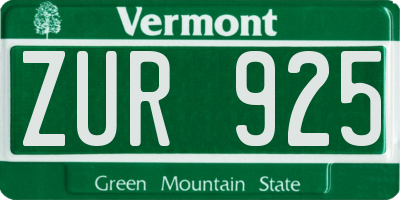 VT license plate ZUR925