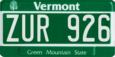 VT license plate ZUR926
