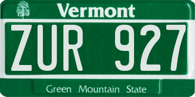 VT license plate ZUR927
