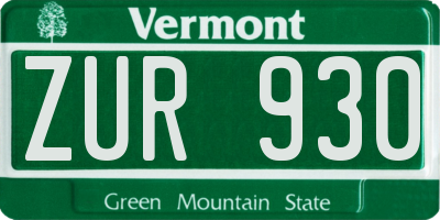 VT license plate ZUR930