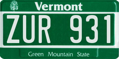 VT license plate ZUR931