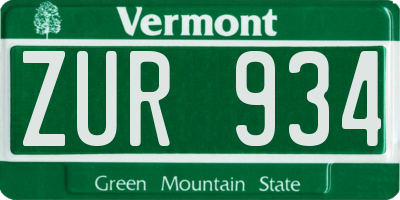 VT license plate ZUR934
