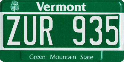 VT license plate ZUR935