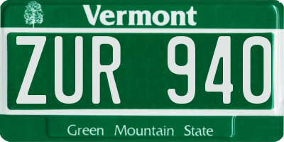 VT license plate ZUR940