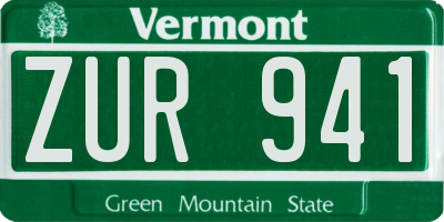 VT license plate ZUR941