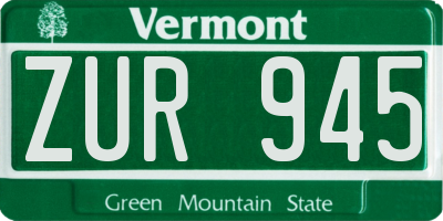 VT license plate ZUR945