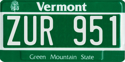 VT license plate ZUR951