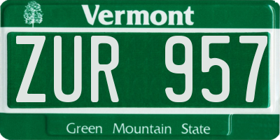 VT license plate ZUR957
