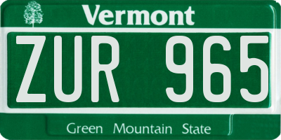 VT license plate ZUR965