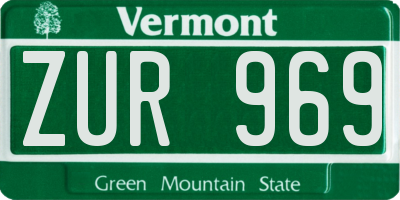 VT license plate ZUR969