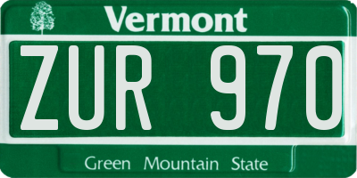 VT license plate ZUR970