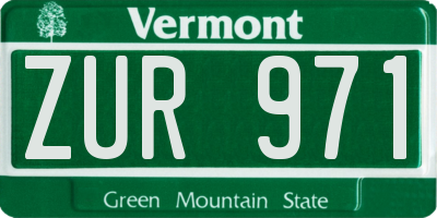 VT license plate ZUR971