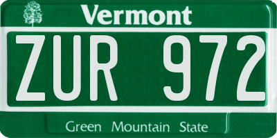 VT license plate ZUR972