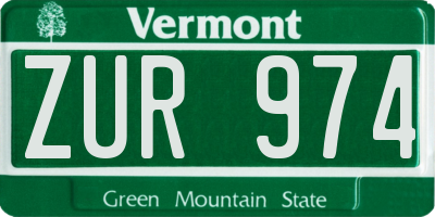 VT license plate ZUR974