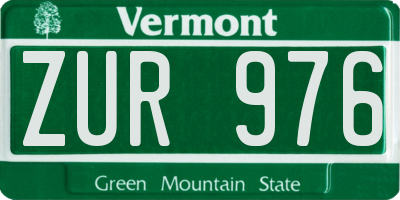 VT license plate ZUR976
