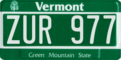 VT license plate ZUR977