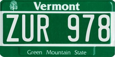 VT license plate ZUR978