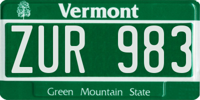 VT license plate ZUR983