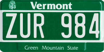 VT license plate ZUR984