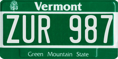 VT license plate ZUR987