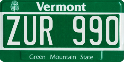 VT license plate ZUR990