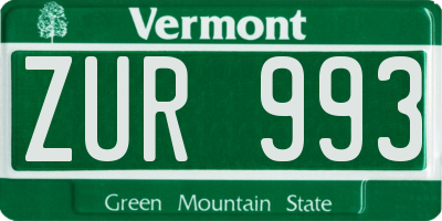 VT license plate ZUR993