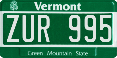 VT license plate ZUR995