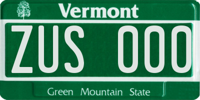 VT license plate ZUS000