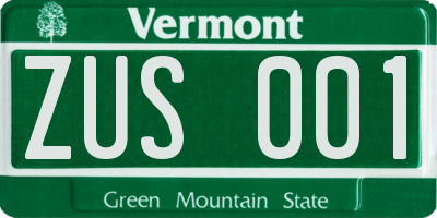 VT license plate ZUS001