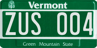 VT license plate ZUS004