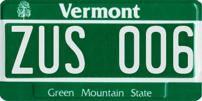 VT license plate ZUS006