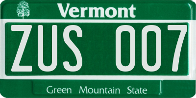 VT license plate ZUS007